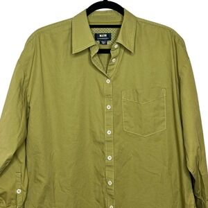 Anthropologie Maeve Olive Green Cotton Button Down Shirt SMALL Oversized Pocket
